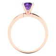 thumbnail image 4 of 1 ctw Solitaire Anniversary Ring for Women | Round Cut Natural Amethyst | Hyperallergenic Solid 18K Rose Gold, 4 of 5