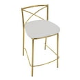 thumbnail image 6 of Modern Charlotte 25" Contemporary Fixed-Height Counter Stool In Gold Metal And White Faux Leather - Set Of 2, 6 of 6