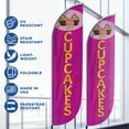 thumbnail image 5 of Cupcakes Feather Flag(11.5feetX2.5feet) by DreamController | Outdoor Business Advertising Tall Flag | Weather-Resistant Knitted Swooper Flag | Made in USA | HD Print (Flag Only), 5 of 6