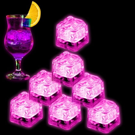 

Light Up Ice Cubes for Drinks 12 PCS Pink LED Ice Cubes Liquid Activated Glow in The Dark Waterpro