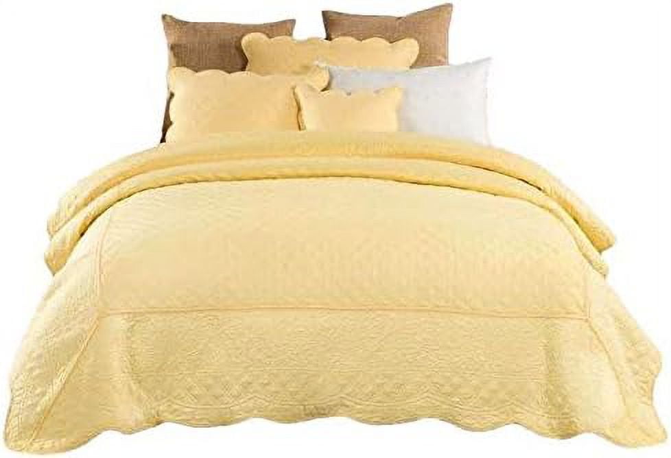 Tache 2 Pieces Solid Quilted Yellow Buttercup Puffs Matelasse Bedspread