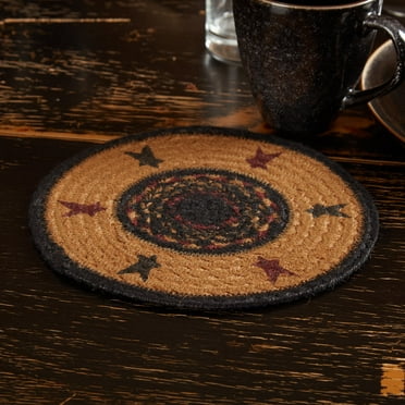 VHC Brands Classic Country Primitive Tabletop & Kitchen-Heritage Farms Tan Star Jute Trivet