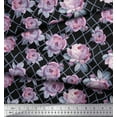 thumbnail image 2 of Soimoi polyester Crepe Fabric Geometric,Leaves & Rose Floral Decor Fabric Printed Yard 42 Inch Wide, 2 of 3