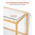 thumbnail image 4 of KFFKFF 3-Tier Glass Console Table with Tempered Glass Top and Sturdy Iron Frame, Modern Rectangular Side Table with Anti-Tip Design for Living Room, Hallway, Entryway, Foyer, Gold Finish, 4 of 9