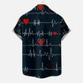 thumbnail image 5 of Men's Valentine's Day Tops Fashion Deals for 2023 Turndown Love Print Round Neck on sale under $15 Casual Tops Navy L, 5 of 5