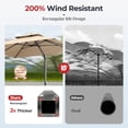 thumbnail image 6 of Alpha Joy 12x9ft Outdoor Patio Umbrella Large Rectangle Offset Cantilever Double Umbrella with 360°Rotation, Beige, 6 of 9
