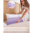 thumbnail image 5 of Purple White Ombre Pillow Cases Standard Size Set of 2, Smooth Satin Pillowcase for Hair and Skin, Modern Romantic Gradient Stripes Decorative Cooling Bed Pillow Covers with Zipper, 20x26 Inches, 5 of 5