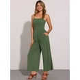 thumbnail image 4 of DARING DIVA Women's Spaghetti Strap Backless Wide Leg Jumpsuit XS Army Green, 4 of 5