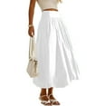 thumbnail image 2 of Sexlip Womens High Waist Linen Midi Skirt Elastic Waist Design Breathable Fabric Relaxed Silhouette for Daily Errands White L, 2 of 9