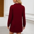thumbnail image 4 of Women's A-Line Loose Polo Collar Long Sleeve Wine Red Midi Dress - Solid Casual Athletic Pullover Sweatshirt, Spring & Autumn, S-XXL, 4 of 5