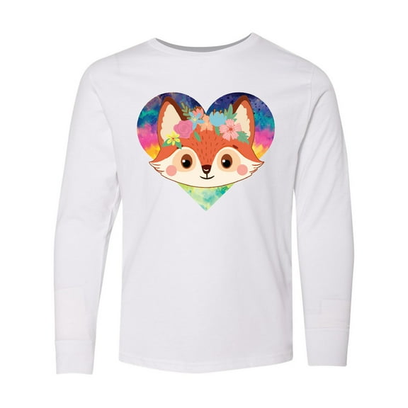 Inktastic Fox Lover Heart Cute for Girls Long Sleeve Youth T-Shirt