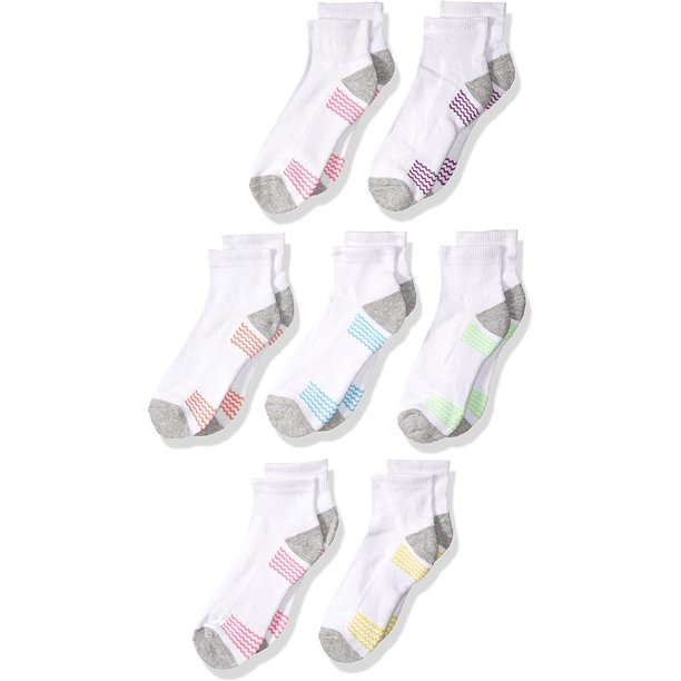 Fruit Of The Loom Girls 7 Pack Everyday Active Ankle Socks, M, White ...