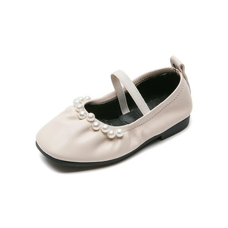 

Colisha Kids Mary Jane Soft Sole Flats Comfort Princess Shoe Party Cute Loafers Slip On Dance Shoes Beige 7C