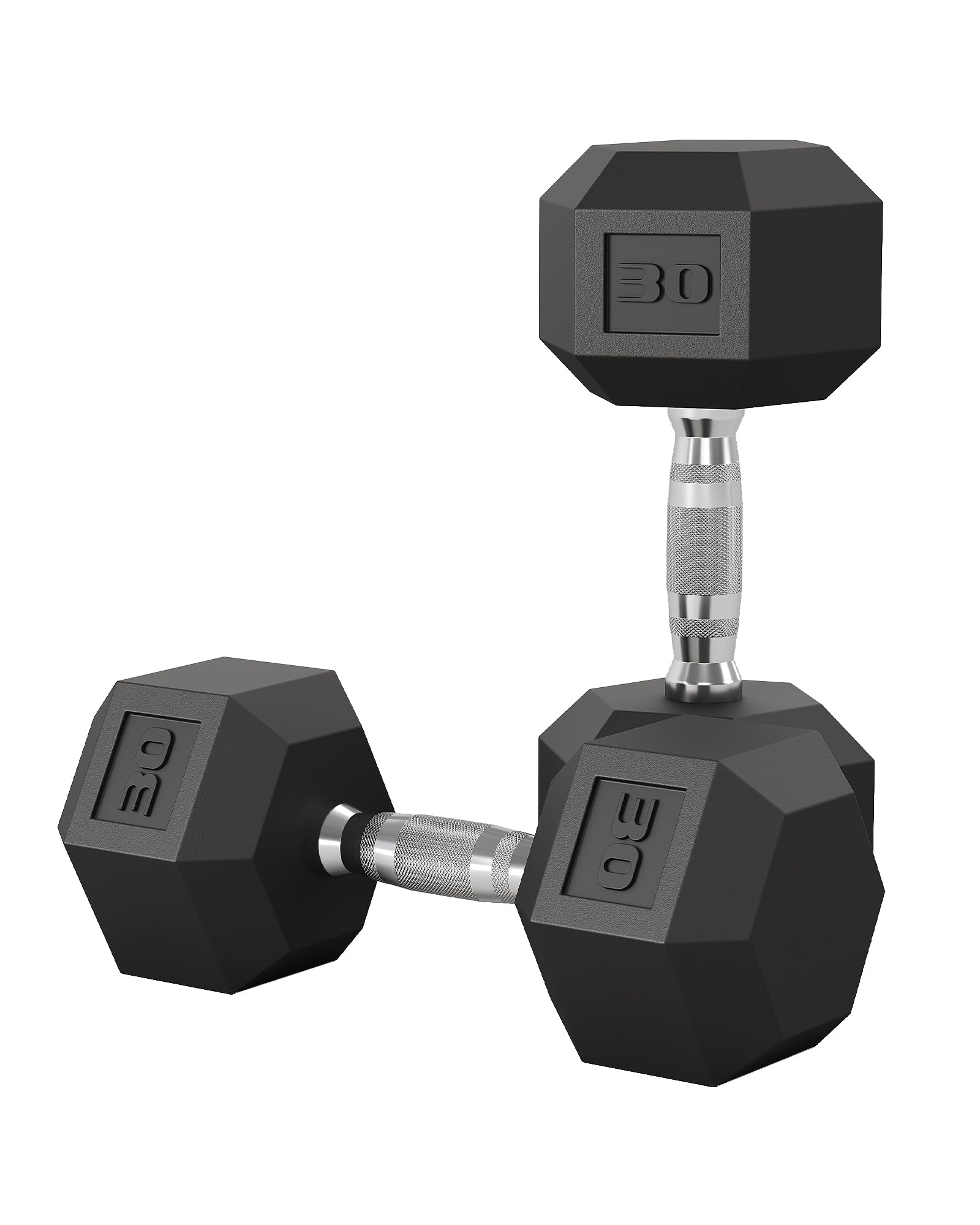 5-50 LB Hex Dumbbell Set of 2, Hand Weights Dumbbells Pair with Cast Iron Core, Rubber Encased Coating and Textured Carbon Steel Handle for Home Gym Strength Training