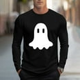 thumbnail image 2 of UVEASISHA Mens Long Sleeve Halloween Shirt Big and Tall Casual Ghost Print Graphic Tees Slim Fit Stretch Workout Shirts Holiday Funny Gifts Black 5XL, 2 of 6