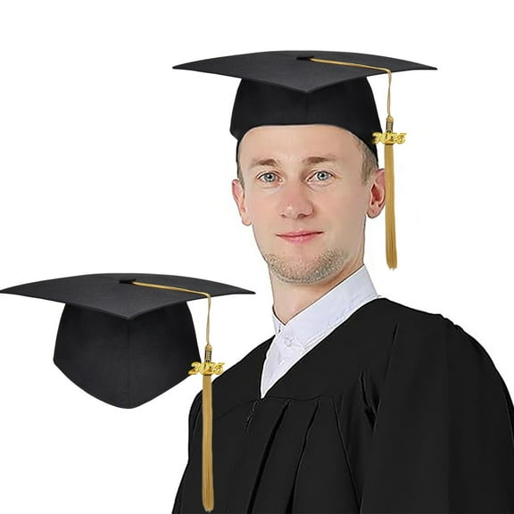 Xecvkr Graduation Cap 2026 Mortarboard Adult Kid Adjustable Elastic Tassel Ceremony Party Photo Prop Classic Matte Celebration Academic Gift 1 Piece Black