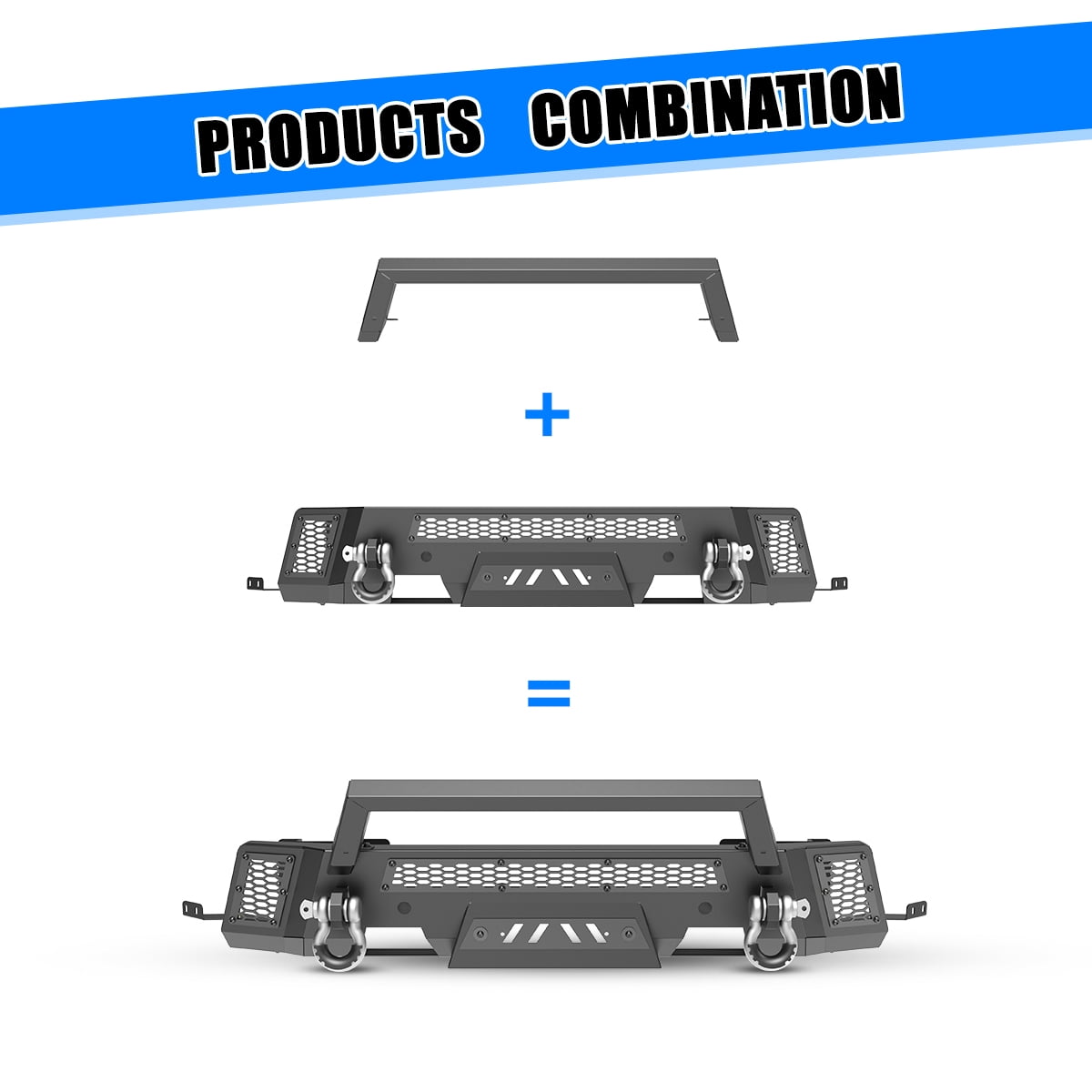 Heavy Duty Steel Front Bumper for Ford Ranger 2019 2020 2021 2022 2023,Front Bumper with Bull Bar,Black Powder Coated