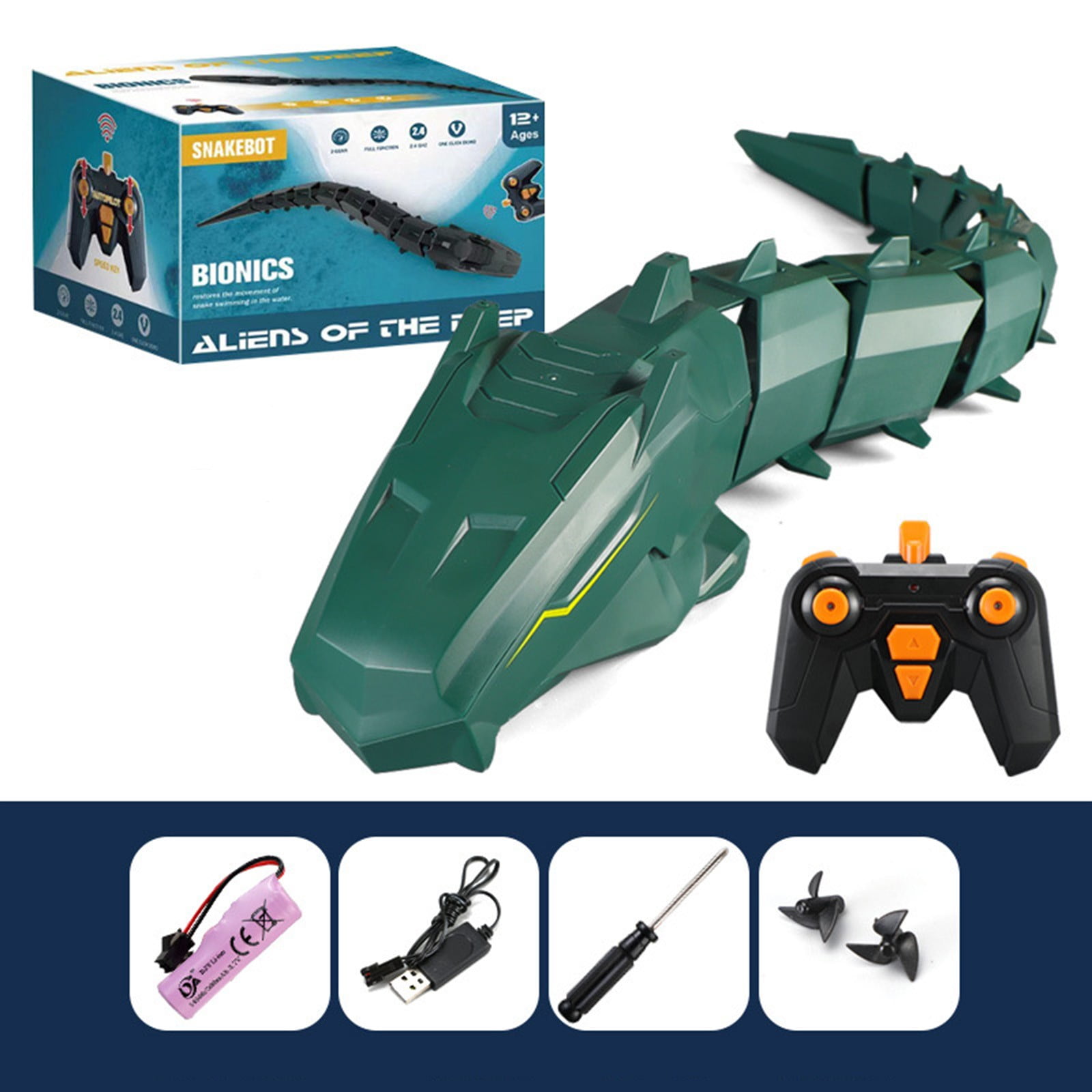 bxhwj Remote Control Mechanical Snake Toy with Rechargeable Battery, Swimming Water Pool Toy with 2.4G Remote Control, Simulation Snake for Kids Outdoor Bath Time Play