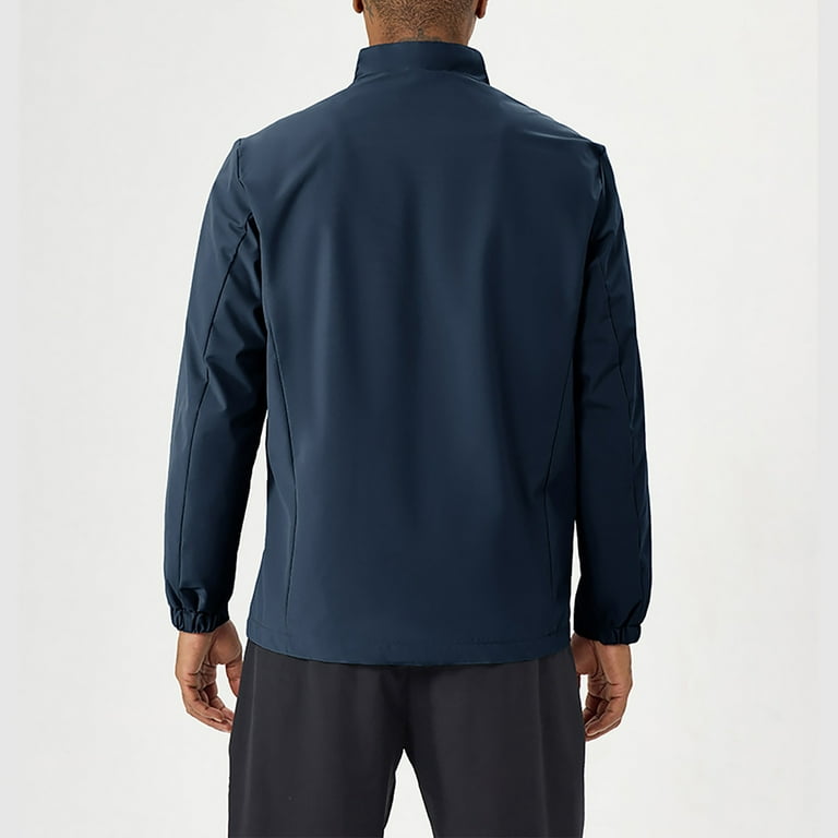 Men's Water Repellent Jacket Solid Color Zipper Pocket Long Sleeve