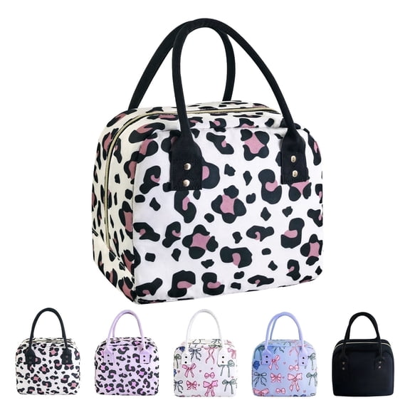 Mziart Cute Lunch Bag Insulated Lunch Box for Women Men Work Picnic, Reusable Lunch Tote Cooler Bag, Beige Leopard