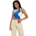 thumbnail image 3 of DARING DIVA Women's Color Block Ribbed Sleeveless Crop Tank Tops S Blue, 3 of 7