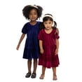 thumbnail image 6 of Wonder Nation Toddler Girls Tiered Velvet Dress with Puff Sleeves, Sizes 12M-5T, 6 of 6