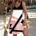thumbnail image 2 of VEKDONE Women's Sleeveless Dresses Trendy Geometry Print V-Neck Sundresses with Pockets 2024 Summer Loose Flowy Ruffled Beach Dress Pink M, 2 of 6