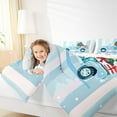 thumbnail image 4 of Feelyou Kids Happy Christmas Full Size Comforter Sets, Blue White Geometric Bedding Comforter Set, Cartoon Car Reversible Bedding Sets, Breathable Home Decor, 3pcs, 4 of 8