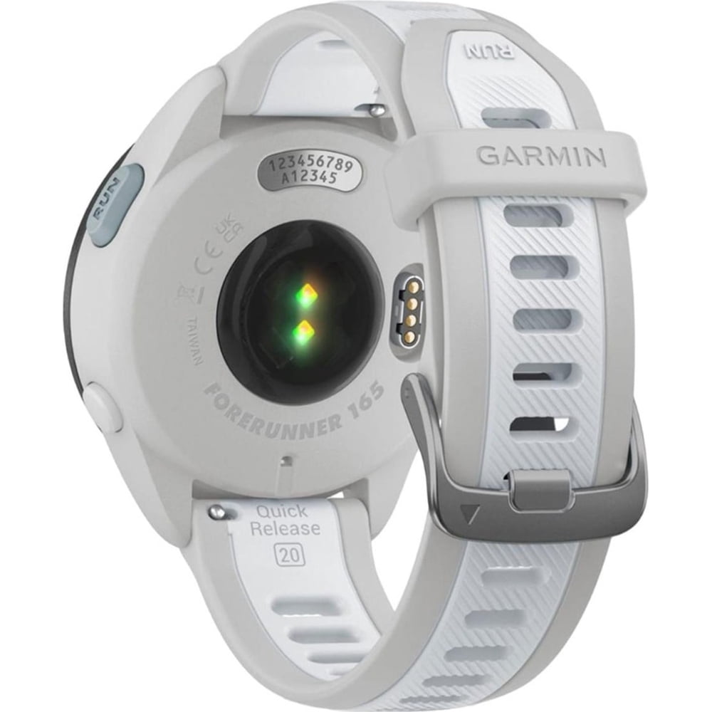 Garmin Forerunner 165 Smart Sport Watch, Mist Gray + Whitestone 010-02863-21 Bundle with Deco Essentials 3x Nylon Elastic Bands, 3x Silicone Dust Cover and 2x Screen Protector