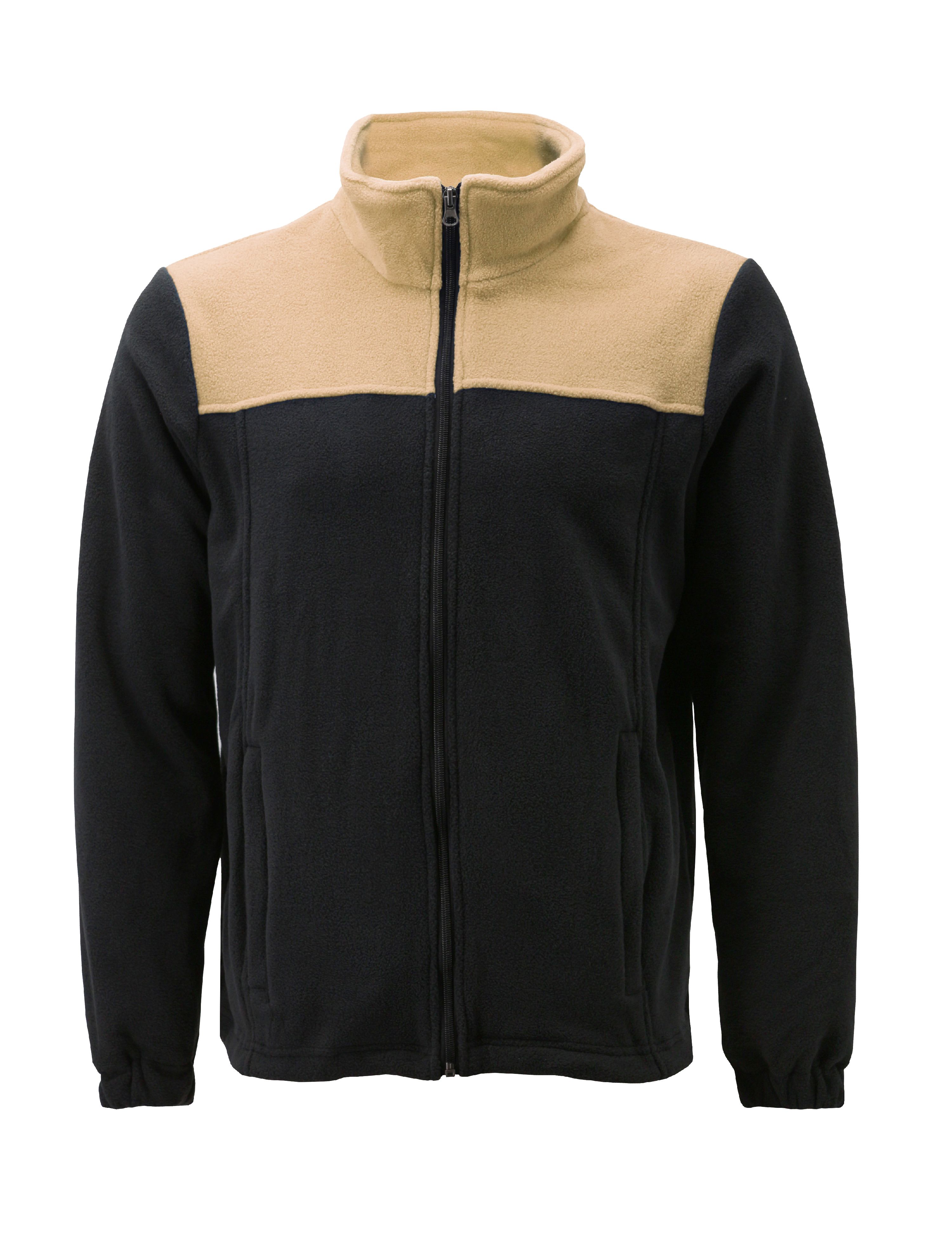 Men's Full Zip-Up Two Tone Solid Warm Polar Fleece Soft Collared Sweater Jacket (L, LF35 #3) - image 1 of 1