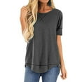 thumbnail image 4 of T-shirt pour Femmes, Haut Uni à Coutures, Ourlet Asymétrique, Blouse Décontractée pour Femmes, Gris, M, 4 of 7