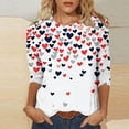 thumbnail image 4 of FASHOFT 3/4 Sleeve Valentines Shirts for Women Love Heart Cute Graphic T-Shirts Crewneck Casual Spring Tops Tee White L, 4 of 5