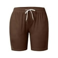 thumbnail image 4 of Wangmeiwg Women's Casual Pants — Comfortable Elastic Drawstring Waist Shorts with Pockets Leisure Brown L, 4 of 4