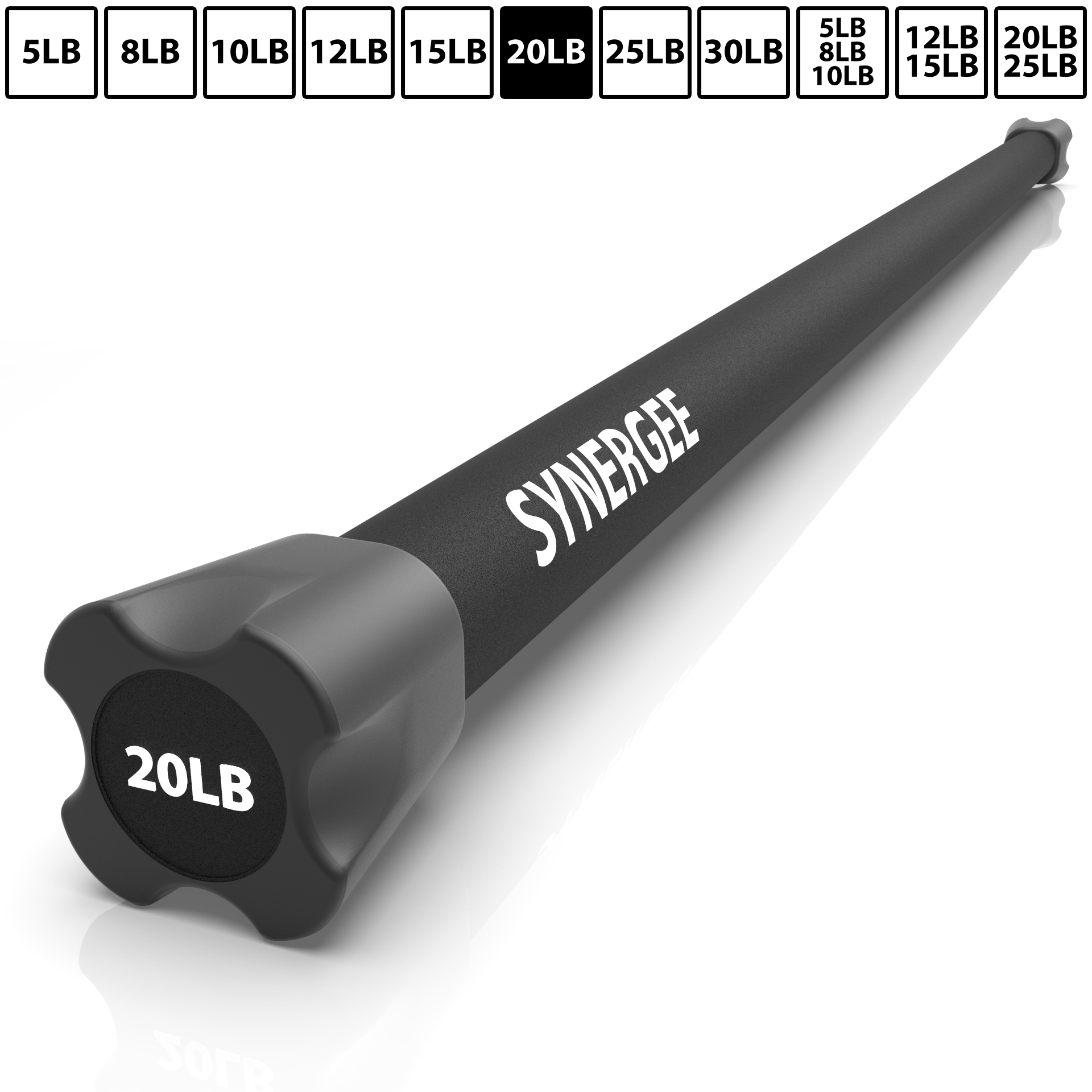 Synergee Workout Bar 20lb Padded Weighted Bars Body Bar Toning