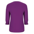 thumbnail image 5 of Loopsun Womens Fall Tops, 3/4 Sleeve T Shirts for Women, Womens Casual Solid 3/4 Sleeve Pleated Cuffs V Neck Pullover Top Purple, XXL, 5 of 5