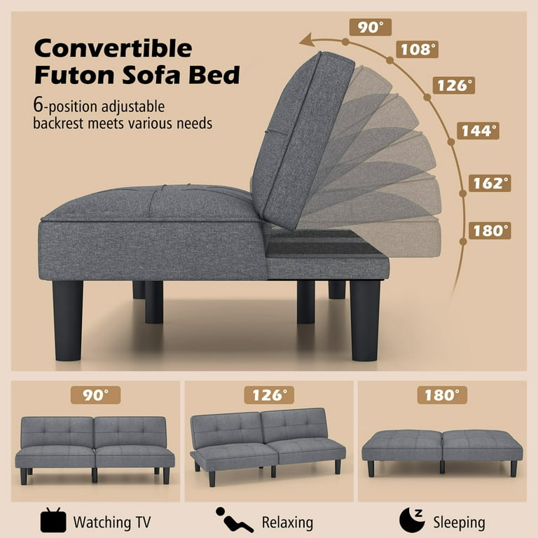Costway Convertible Folding Futon Sofa Bed with 6-Position