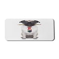 thumbnail image 1 of Funny Computer Mouse Pad, Nerdy Pug Dog Sitting Whimsical Eyeglasses and a Pencil in His Mouth, Rectangle Non-Slip Rubber Mousepad X-Large, 35" x 15", Dark Grey and Multicolor, by Ambesonne, 1 of 2