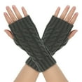 thumbnail image 2 of Sinpiling Womens Cable Knitted Winter Fingerless Gloves Thumbhole Arm Sleeves Ladies Casual Solid Stretchy Thermal Warm Long Mittens, 2 of 4