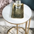 thumbnail image 4 of Pemberly Row 16" Table Basse Ronde en Métal Moderne avec Plateau en Faux Marbre en Or, 4 of 8