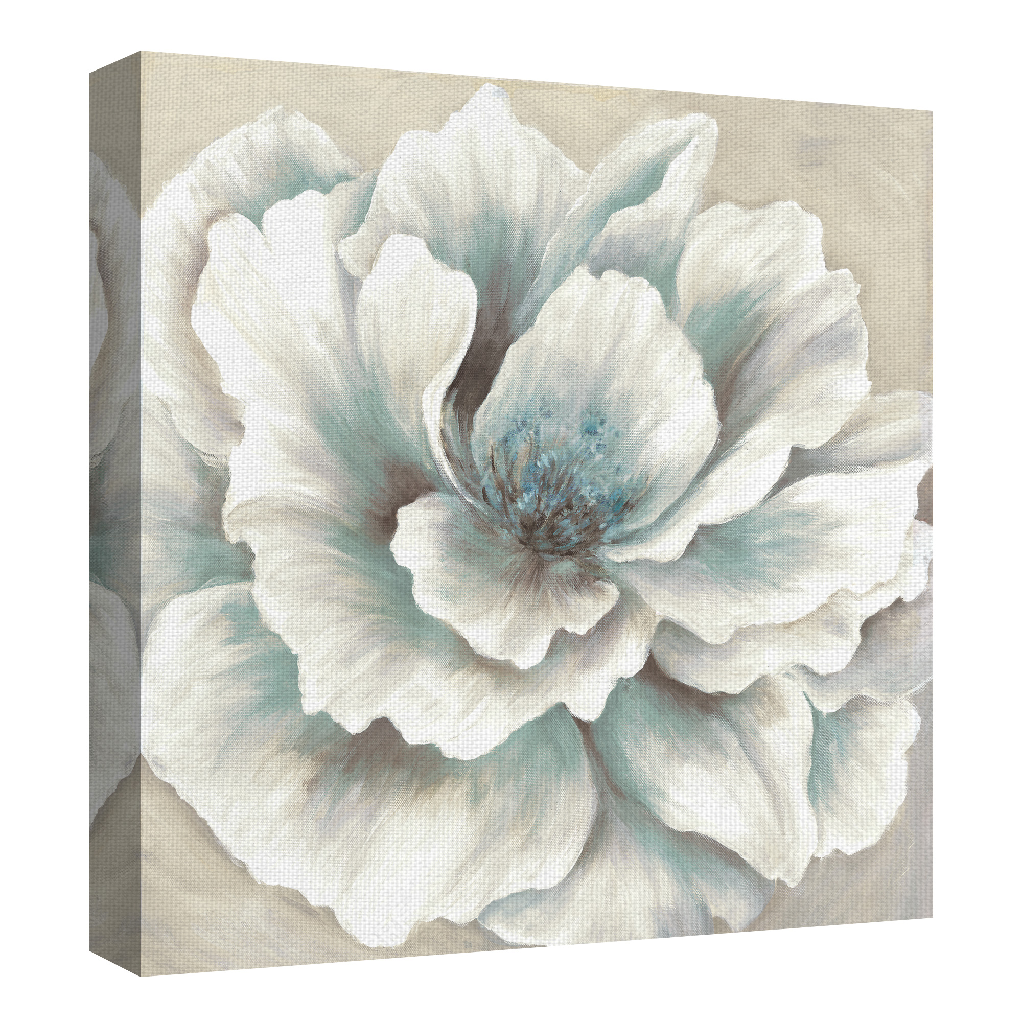 Blue and Cream Peony by Willowbrook Fine Art Wrapped Canvas Painting Print
