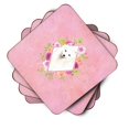 thumbnail image 2 of Carolines Treasures CK4229FC Japanese Spitz Pink Flowers Foam Coaster Set of 4 3 1/2 x 3 1/2 multicolor, 2 of 4