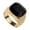 Gold Black, variant on Men's Stainless Steel Vintage Punk Rock Domineering Personality Large Square Black Gemstone Signet Ring Simple Statement Gold Size 8