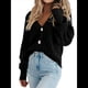 thumbnail image 1 of Suéter de Punto Grueso Abierto para Mujer, Larga, Botones, Cárdigan Corto Holgado, Abrigos de Abrigo. Negro XL, 1 of 9