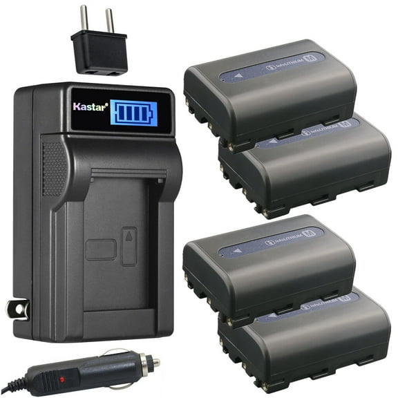 Kastar 4-Pack NP-FM50 Battery and LCD AC Charger Compatible with Sony DSR-PDX10 CCD-TRV730 CCD-TRV740 CCD-TRV748 DSC-F707 DSC-F717 DSC-F828 DSC-R1 Cameras