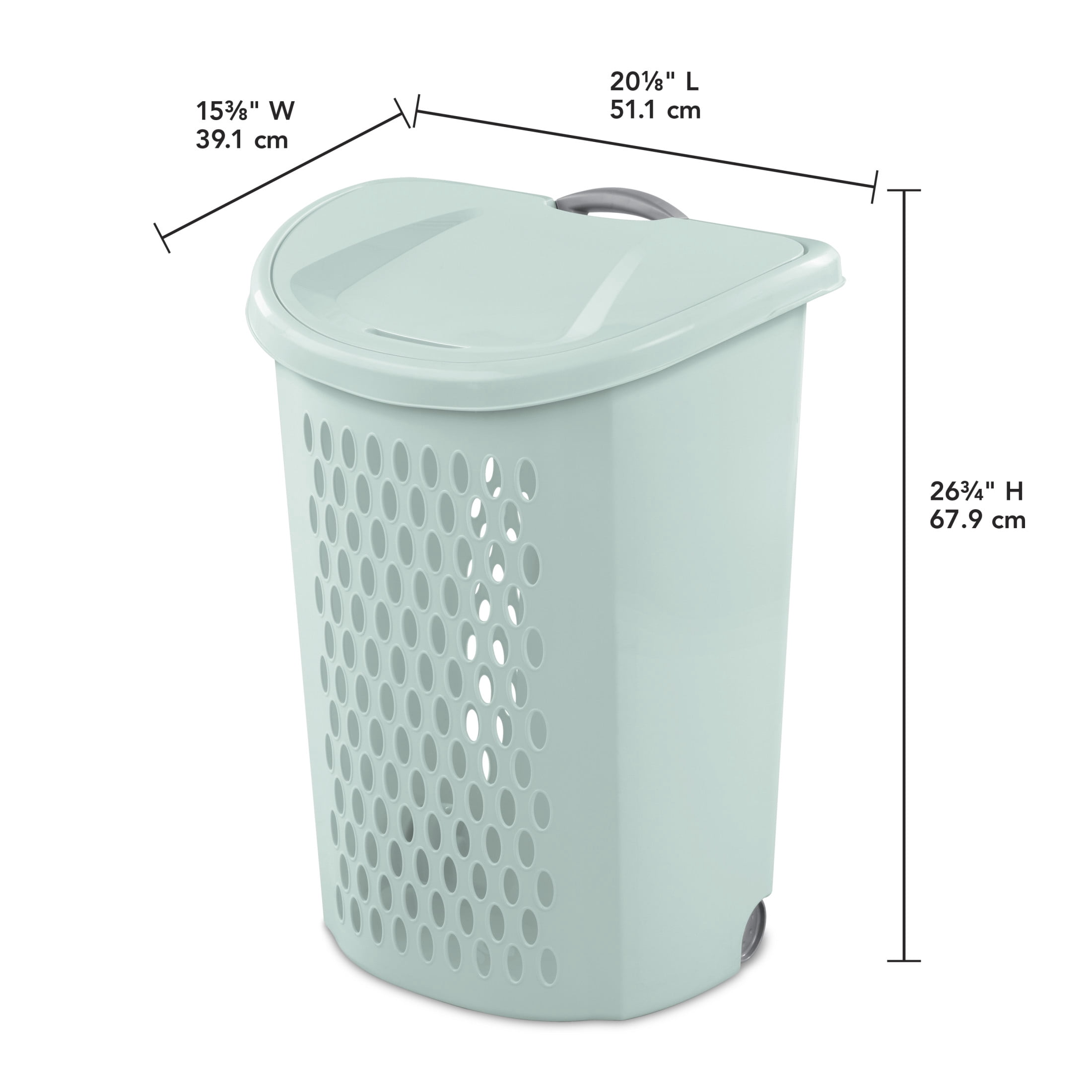 Sterilite Ultra™ Large Wheeled Hamper, Plastic Laundry Hamper with Wheels for Easy Transport, Mint, 3 Pack