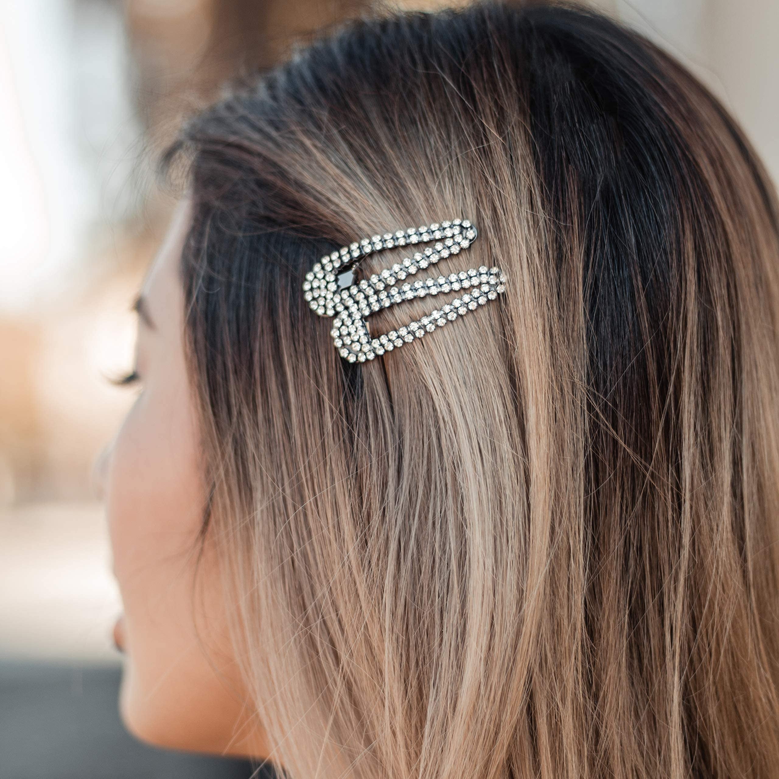 Kitsch Clip Snap Rhinestone, Metal Snap Hair Clips for Women