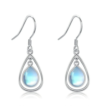 925 Sterling Silver Moonstone Earrings for Women Teardrop Drop Dangle Earrings Leverback Earrings Jewelry for Women