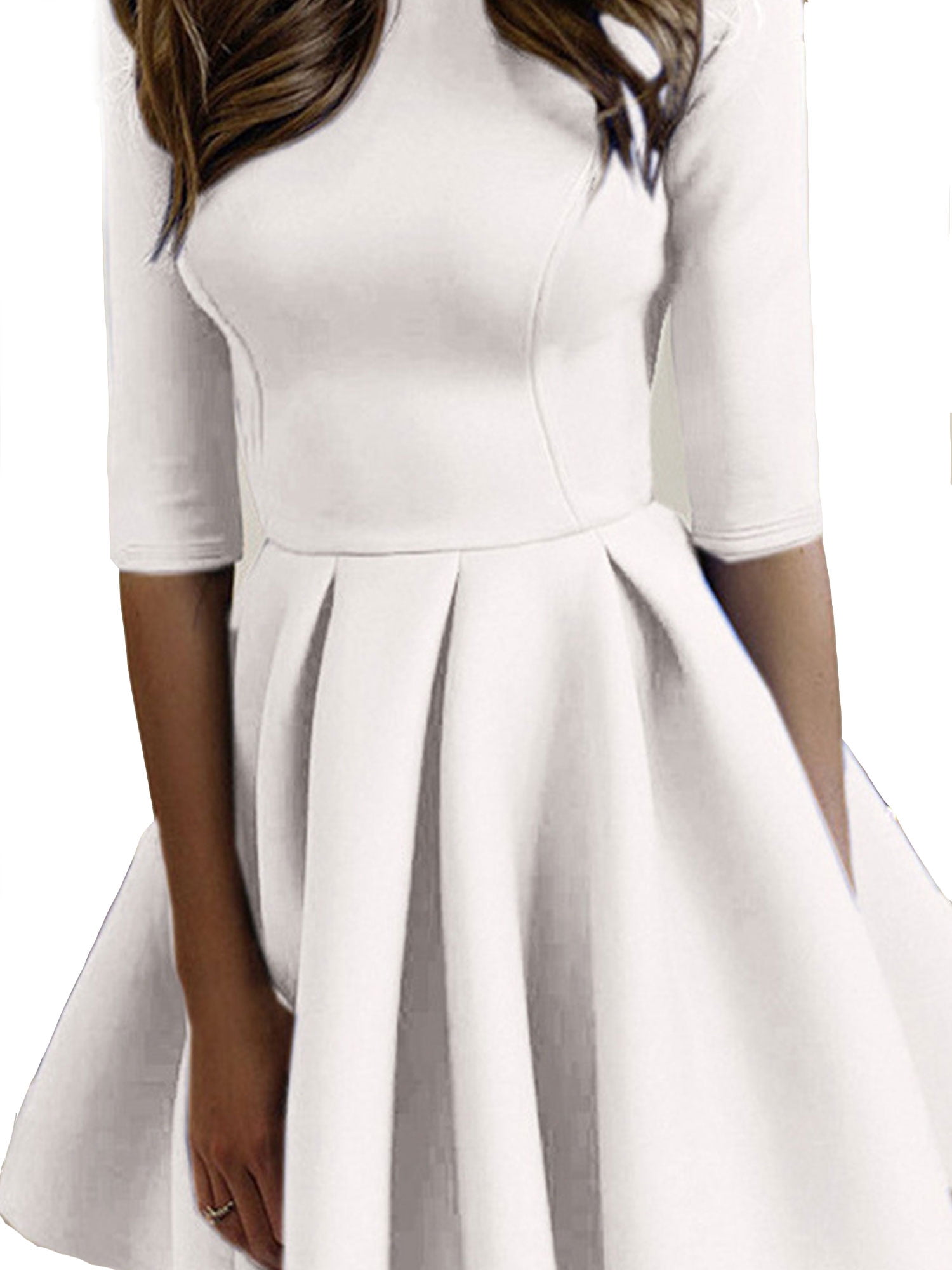 formal skater dress with sleeves