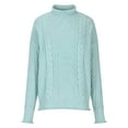 thumbnail image 5 of Miluxas Plus Size Sweater Tops On Seasonal Clearance Women's Soild Long Sleeve Thick Knit Pullover Turtleneck Sweater Coat Light Blue 10(XL), 5 of 7