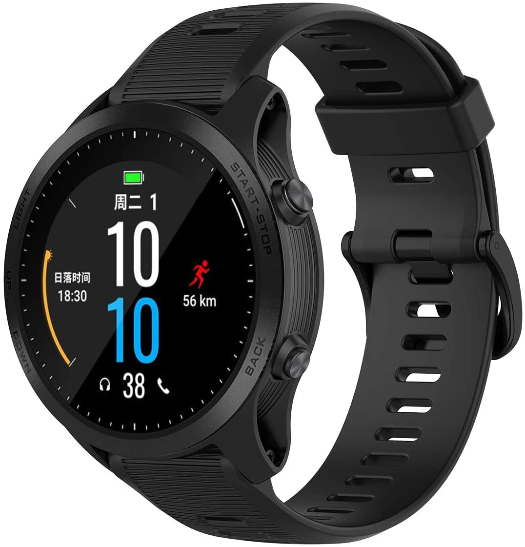 CRKMGS-3-Pack Silicone Bands for Garmin Forerunner 945 Smartwatch Replacement Strap (Black, Gray, Orange)